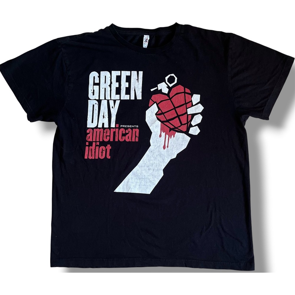 Green Day American Idiot Graphic T-Shirt Mens Large Black Heart Grenade Punk